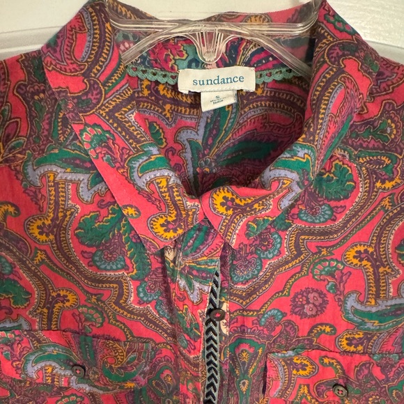 Sundance Paisley Top Size S Button Down Long Sleeve Shirt - Picture 3 of 7